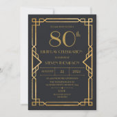 Vintage Art Deco Birthday party 招待状 (正面)