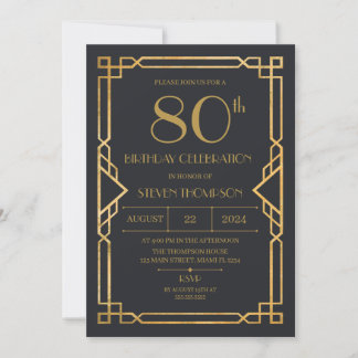 Vintage Art Deco Birthday party 招待状