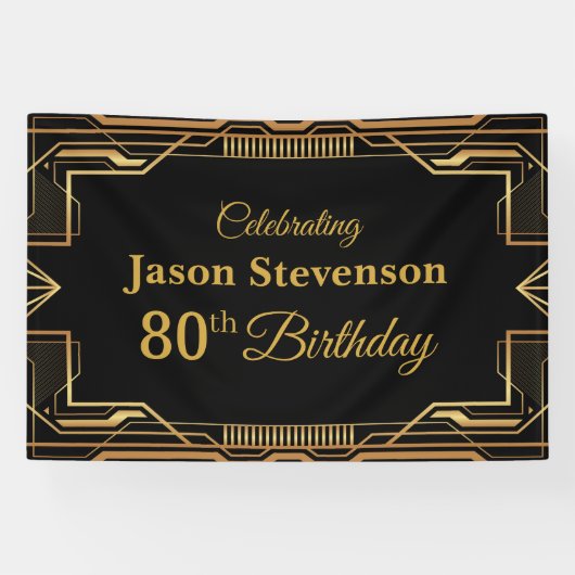 Vintage Art Deco Birthday personalized info banner 横断幕 (横)