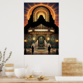 Vintage Art Deco Cinema Entrance Gold & Marble ポスター (キッチン)