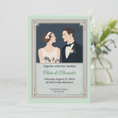 Vintage Art Deco Couple Wedding Invitation カード (スタンド正面)