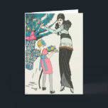Vintage Art Deco Decorate the Tree Christmas Card プログラム<br><div class="desc">A unique and different Art Deco Christmas scene,  mother and daughter decorating the tree.</div>