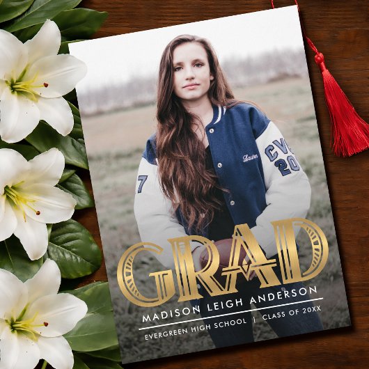 Vintage Art Deco Grad Photo Announcement 招待状