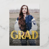 Vintage Art Deco Grad Photo Announcement 箔招待状 (正面)