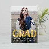 Vintage Art Deco Grad Photo Announcement 箔招待状 (立ち正面)