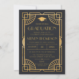 Vintage Art Deco Graduation Invitation 招待状
