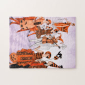 Vintage Art Deco Halloween Party Illustration ジグソーパズル (横)