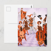 Vintage Art Deco Halloween Party Illustration ポストカード (正面/裏面)