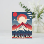 Vintage Art Deco Japan Red Sun Travel ポストカード (スタンド正面)