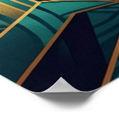 Vintage Art Deco Microphone Music Gold & Teal ポスター (角)