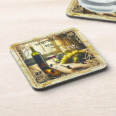 Vintage Art Deco Red Wine Coasters コースター (左側)