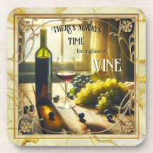 Vintage Art Deco Red Wine Coasters