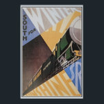 Vintage Art Deco Southern Railway travel ad ポスター<br><div class="desc">Need help resizing? This image on another Zazzle gift? Contact us. (view contact button above this description. High resolution photo (18.1 Mio pixels, 11.2 MB Jpeg) of a vintage c. 1930 British Art Deco travel advert, for the Southern Railway. The Southern Railway (SR) was a British railway company established in...</div>