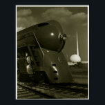Vintage Art Deco "Steampunk" Locomotive ポスター<br><div class="desc">This is a digitally enhanced print of a vintage photograph of an Art Deco "Steampunk" Locomotive with the entrance to Perisphere of the 1939 New York World's Fair in the background.</div>