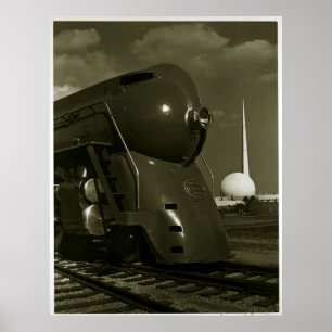 Vintage Art Deco "Steampunk" Locomotive ポスター
