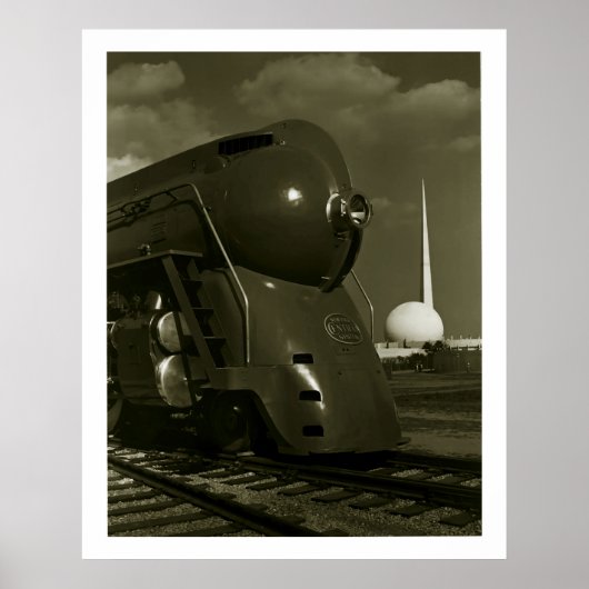 Vintage Art Deco "Steampunk" Locomotive ポスター (正面)
