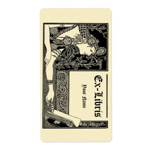 Vintage Art Deco Style Ex Libris Template ラベル (正面)