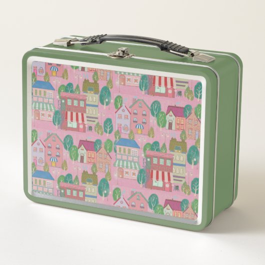 Vintage Art Lunch Box Green メタルランチボックス (正面)