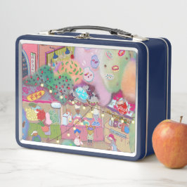Vintage Art Lunch Box Navy メタルランチボックス