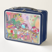 Vintage Art Lunch Box Navy メタルランチボックス (正面)