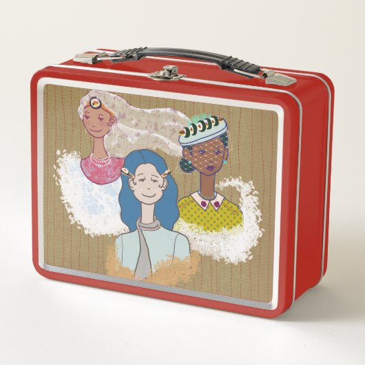 Vintage Art Lunch Box Red メタルランチボックス (正面)