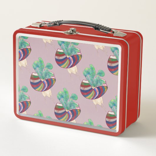 Vintage Art Lunch Box Red メタルランチボックス (正面)