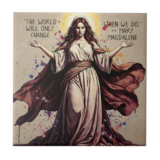 Vintage Art Mary Magdalene Quote  タイル (正面)