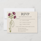 Vintage Art Nouveau Burgundy Pink Flowers Meals 出欠カード (正面)