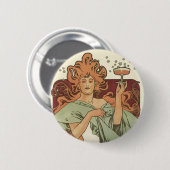 Vintage Art Nouveau by Mucha, Champagne Party 缶バッジ (正面&裏面)
