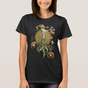 Vintage Art Nouveau, Cockatoo Bird, Orchid Flowers Tシャツ