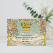 Vintage Art Nouveau Deco Nature Wedding Meal 出欠カード (スタンド正面)