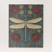 Vintage Art Nouveau Dragonfly Floral ジグソーパズル (縦)