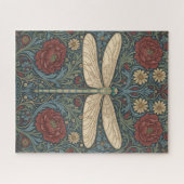 Vintage Art Nouveau Dragonfly Floral ジグソーパズル (横)