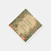 Vintage Art Nouveau Floral Baby Shower スタンダードカクテルナプキン (角)