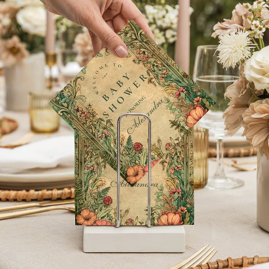Vintage Art Nouveau Floral Baby Shower スタンダードカクテルナプキン