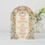 Vintage Art Nouveau Floral Bridal Shower 招待状 (スタンド正面)