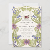 Vintage Art Nouveau Floral Wedding Invitation 招待状 (正面)