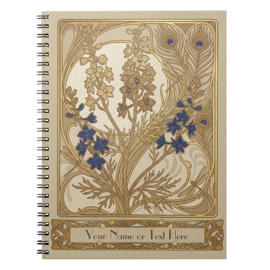 Vintage Art Nouveau Forking Larkspur Journal ノートブック (正面)