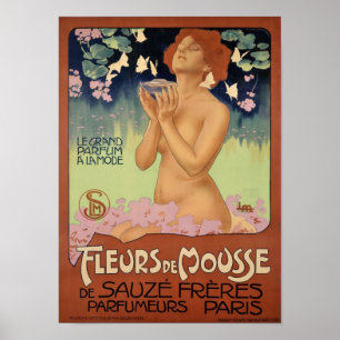Vintage Art-Nouveau France Paris Perfume Ad Poster ポスター