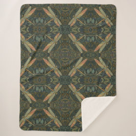 Vintage art nouveau green gold Dragonfly シェルパブランケット