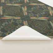 Vintage art nouveau green gold Dragonfly シェルパブランケット (3/4)