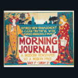 Vintage Art Nouveau new newspaper ad ポスター<br><div class="desc">Contact us if you need help resizing.<_br3c_ antique="" american="" art="" nouveau="" promotional="" advert="" for="" a="" new=""> Artist: Louis John Rhead, 1895 Title:Morning Journal, a new newspaper Main colors: blue, red, yellow Description: A man with long hair that lokes in a robe that reminds me a bit of a clown and...</div>