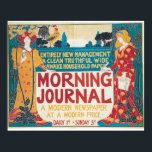 Vintage Art Nouveau new newspaper ad ポスター<br><div class="desc">Contact us if you need help resizing.<_br3c_ antique="" american="" art="" nouveau="" promotional="" advert="" for="" a="" new=""> Artist: Louis John Rhead, 1895 Title:Morning Journal, a new newspaper Main colors: blue, red, yellow Description: A man with long hair that lokes in a robe that reminds me a bit of a clown and...</div>