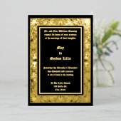 Vintage Art Nouveau Peacock Feathers Frame Wedding 箔招待状 (立ち正面)