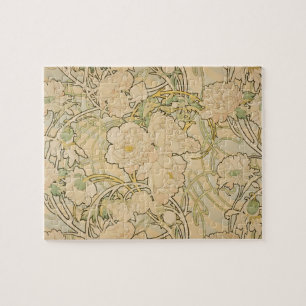 Vintage Art Nouveau, Peonies by Alphonse Mucha ジグソーパズル