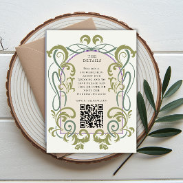 Vintage Art Nouveau QR Code Wedding Details Insert エンクロージャーカード