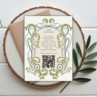 Vintage Art Nouveau QR Code Wedding Details Insert エンクロージャーカード