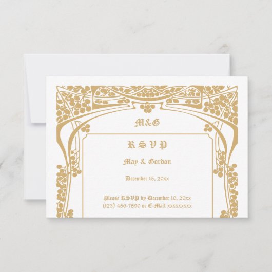 Vintage Art Nouveau Style Wedding セーブザデート (正面)