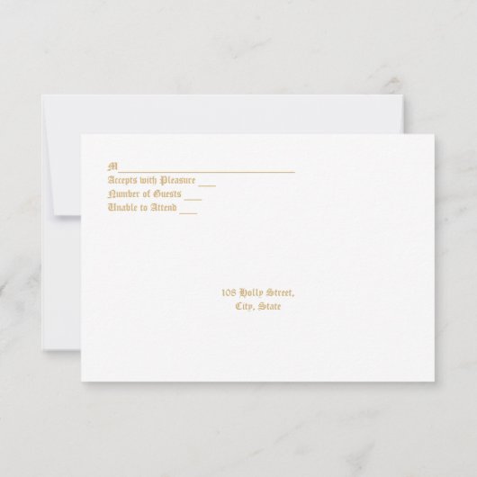 Vintage Art Nouveau Style Wedding 出欠カード (裏面)