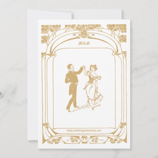 Vintage Art Nouveau Style Wedding 招待状 (裏面)